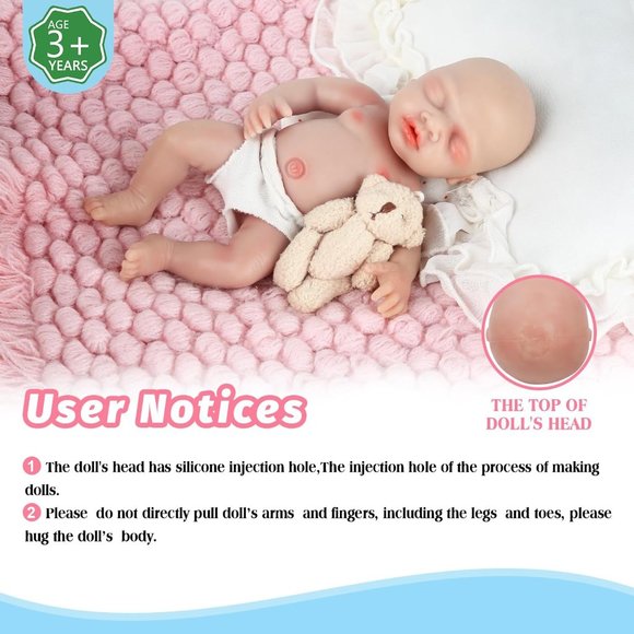 7 Inch Small Realistic Stress Relief Miniature Full Body Silicone Baby Dolls - Picture 2 of 5